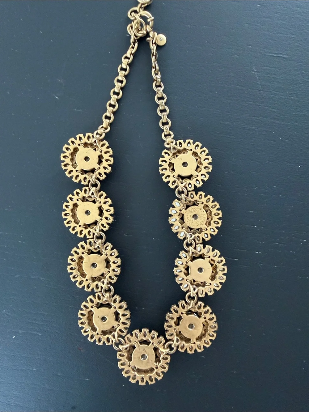 VNT J Crew Gold Crystal Cluster Statement Necklace
